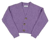 Fialový vzorovaný crop propínací svetr Primark