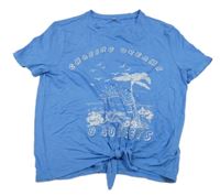 Modré crop tričko s palmou a uzlem only