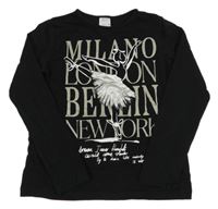 Černé triko s nápisy Zara