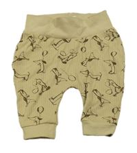 Béžové žebrované lehké tepláky s pejsky Ergee