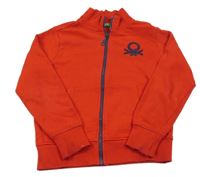 Červená propínací mikina s logem Benetton