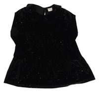 Černé sametové třpytivé šaty s límečkem F&F