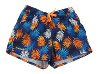 Tmavomodro-barevné plážové kraťasy s listy Decathlon