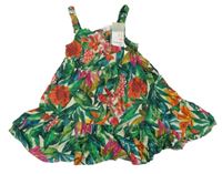 Nové - Zeleno-barevné květované lehké šaty Primark