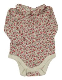 Bílo-růžové květované body s límečkem GAP