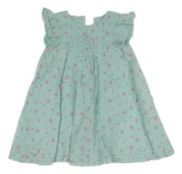 Světlemodré květované plátěné šaty s krajkou Mothercare