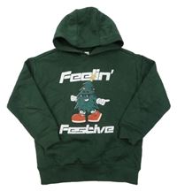 Tmavozelená mikina se stromkem a kapucí F&F