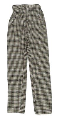 Hnědo-vínové kostkované kalhoty Zara