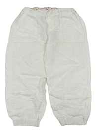 Bílé lněné crop kalhoty H&M