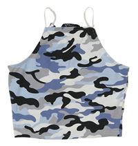 Modro-bílo-černý army crop top New Look