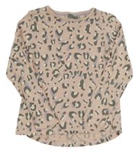 Růžovo-šedo-lila triko s leopardím vzorem 