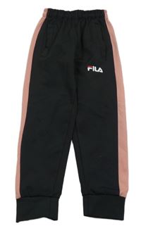 Černo-růžové sportovní tepláky s pruhy Fila