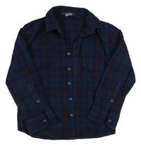 Tmavomodro-cihlová kostkovaná košile Primark