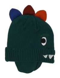 Tmavozeleno-barevná čepice s ostny - dino 