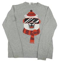 Světlešedý svetr s medvídkem H&M