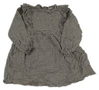 Smetanovo-černá vzorovaná šatová tunika s volánky Next