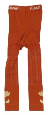 Oranžové vzorované punčocháčové legíny s květy 