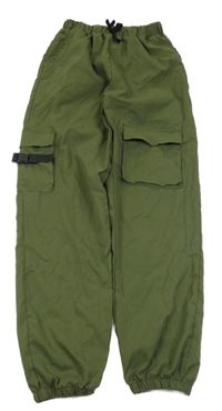 Khaki cargo cuff lehké kalhoty