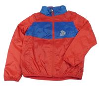 Červeno-modrá šusťáková jarní bunda s kapucí Hip&Hopps