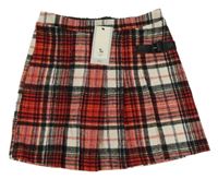Nové - Červeno-smetanovo-černá kostkovaná vlněná sukně Tu