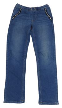 Tmavomodré teplákové rifle s nápisy Y.F.K.