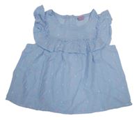 Světlemodro-barevný puntíkatý top s volánky Dopodopo