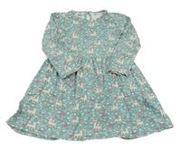 Zelené květované šaty s laněmi 