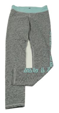 Šedo-světlemodré melírované sportovní legíny s nápisem H&M