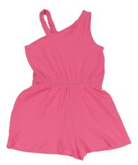 Neonově růžový žebrovaný kraťasový overal Primark