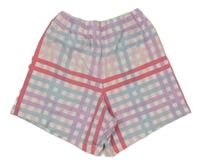 Bílo-růžovo-fialovo-modré kostkované kraťasy Primark