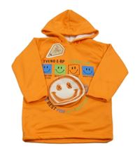 Nové - Oranžová mikina se smajlíky a kapucí 