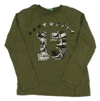 Khaki triko s číslem Benetton