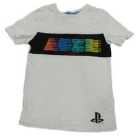 Bílo-černé tričko s potiskem - PlayStation
