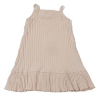 Pudrové žebrované šaty H&M
