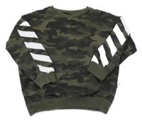 Khaki army mikina s pruhy 