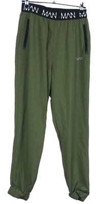 Pánské khaki šusťákové cuff kalhoty Boohoo 