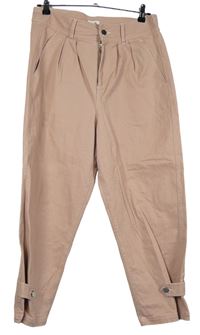 Dámské světlerůžové plátěné barrel kalhoty River Island 