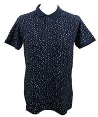 Pánské tmavomodré puntíkované polo tričko Primark 