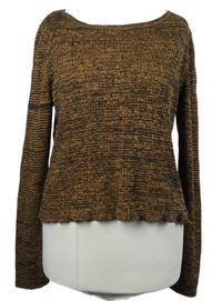 Dámský béžovo-černý melírovaný žebrovaný crop svetr New Look 