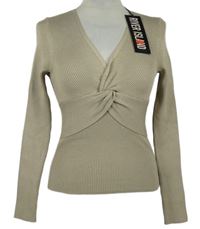 Nové - Dámský béžový žebrovaný lehký svetr River Island 