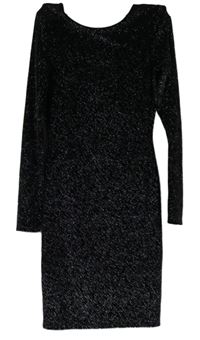 Dámské černo-stříbrné sametové minišaty Warehouse 