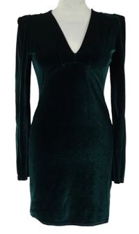 Dámské tmavozelené sametové šaty Boohoo 