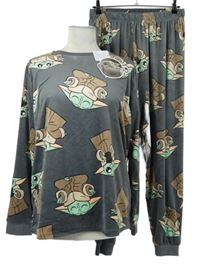 Nové - Dámské šedé plyšové pyžamo s Yodou Primark 