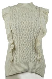 Dámská smetanová svetrová vesta s volánky Next 