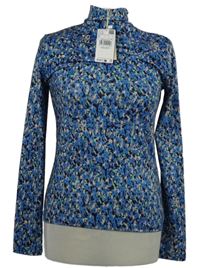 Nové - Dámské modro-barevné vzorované triko se stojáčkem MNG 