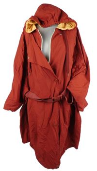 Dámský karmínový šusťákový jarní oversized kabát s páskem a kapucí Adida 