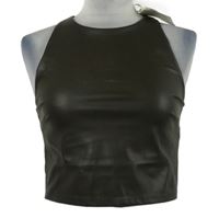 Nové - Dámský hnědý koženkový crop top Pull&Bear 