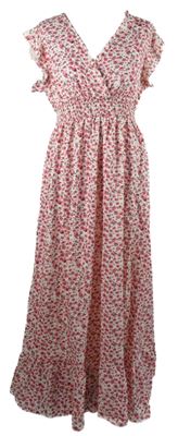 Dámské růžovo-bílé kytičkované dlouhé šaty Shein 