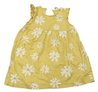 Žluté bavlněné šaty s kytičkami H&M