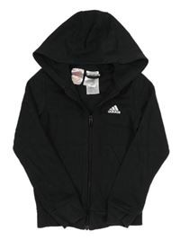 Černá propínací mikina s logem a kapucí Adidas